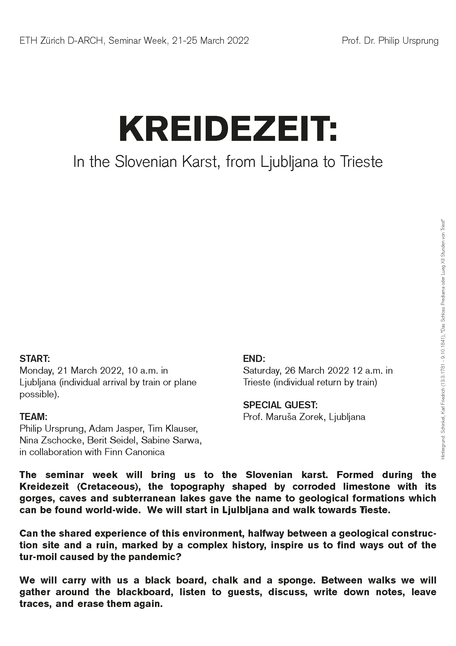 Poster for the Seminar Week Kreidezeit