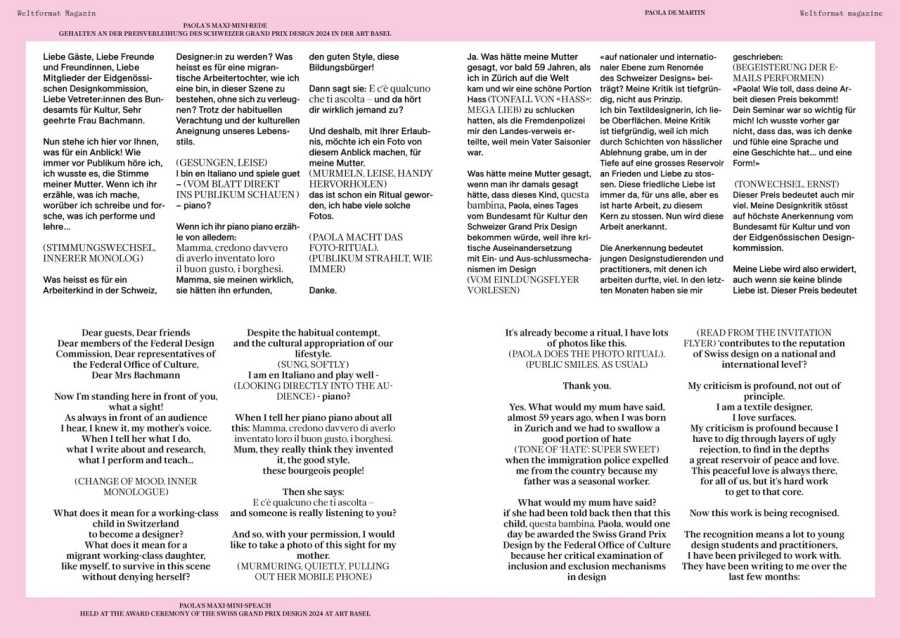 Vergrösserte Ansicht: Contribution in Weltformat Magazine Paola De Martin page 2