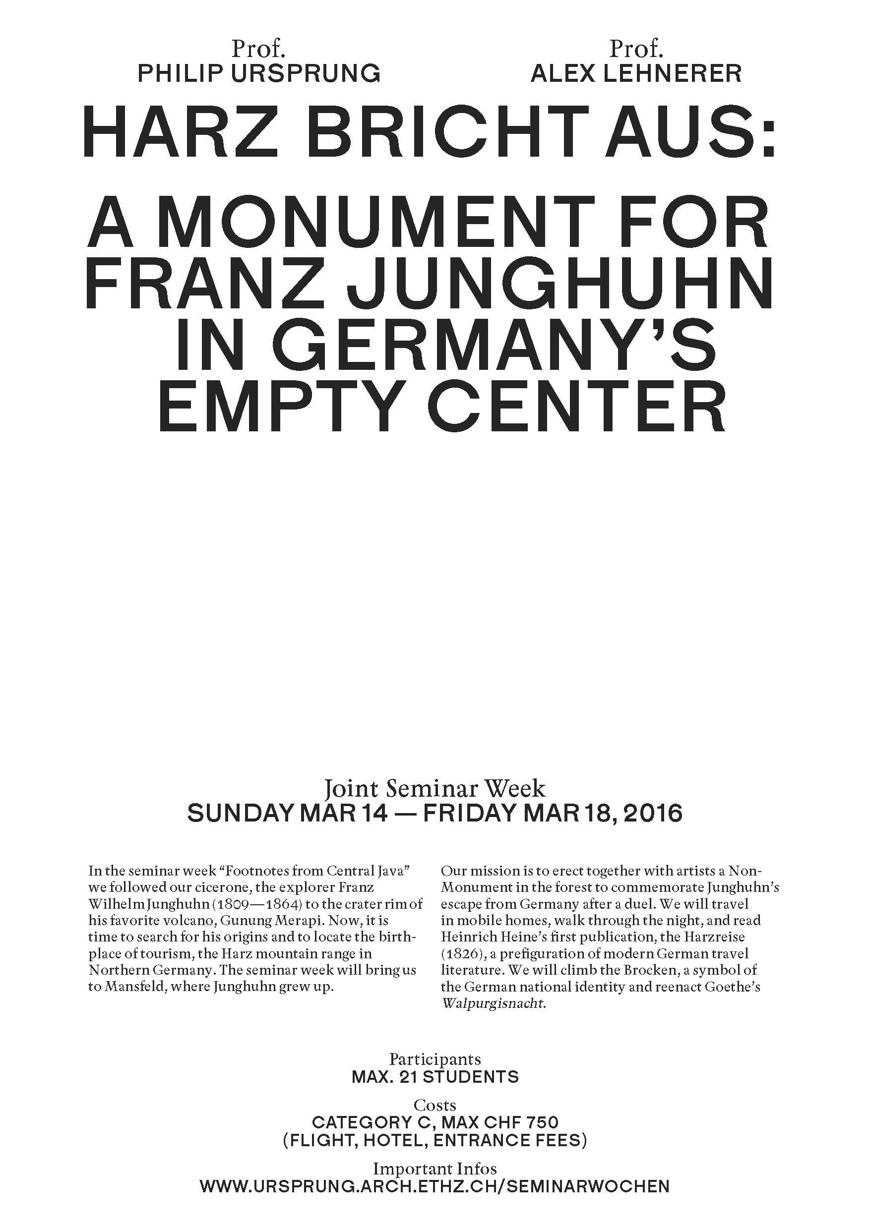 Poster for the Seminarweek to the Harz