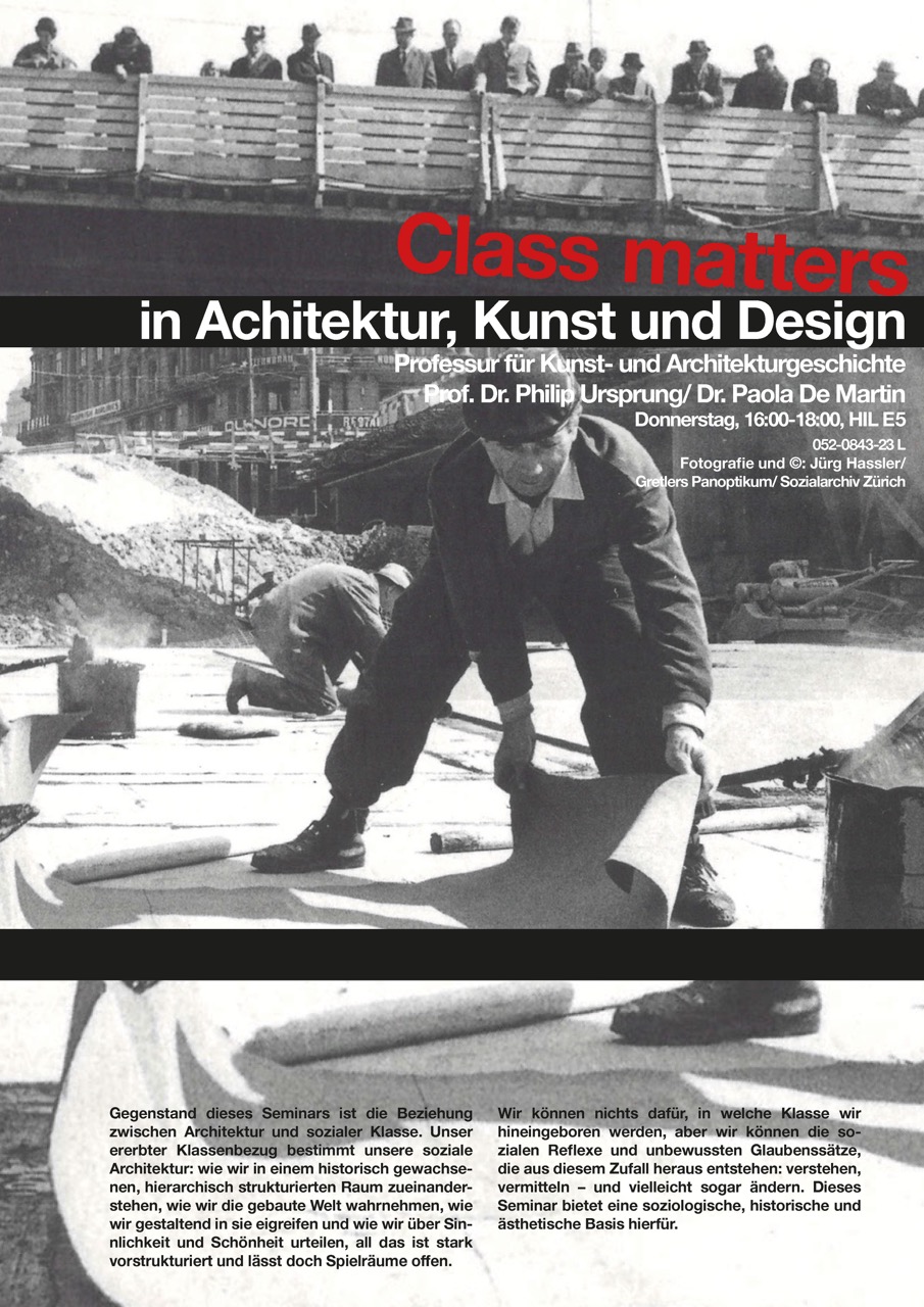 Enlarged view: Poster for the Seminar Class Matters held by Paola De Martin