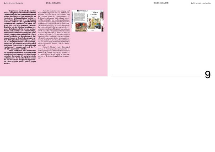 Enlarged view: Contribution in Weltformat Magazine Paola De Martin page 4